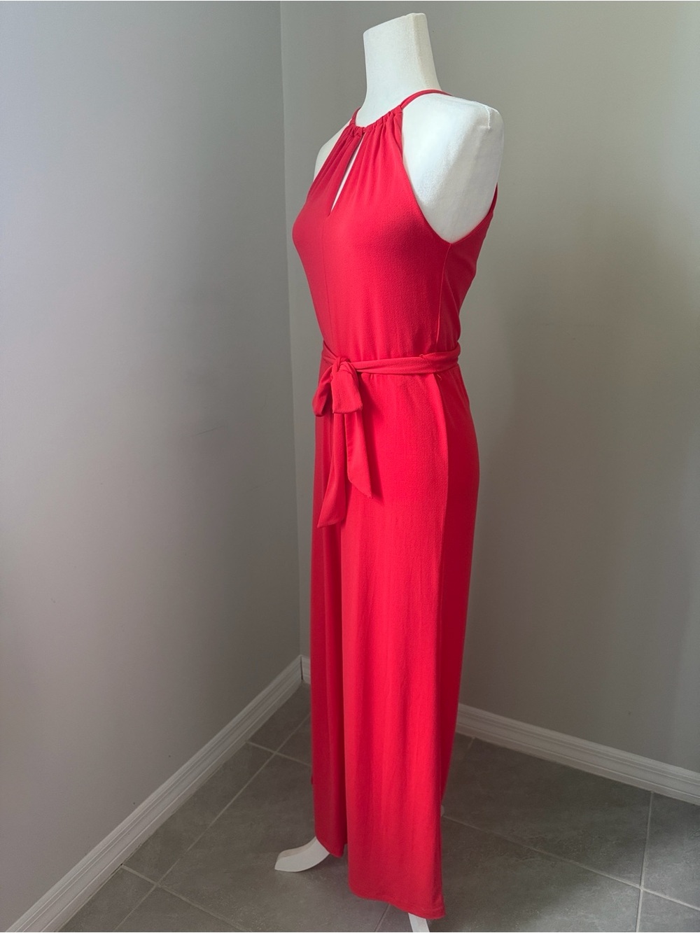 RALPH LAUREN Keyhole Halter Wide Leg Jumpsuit Coral Red Womens Petite Small - Picture 5 of 12